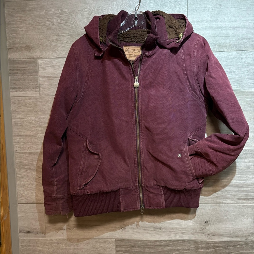 Vintage Outback Trading Company Burgundy Canvas
Bomber Hooded Jacket (Medium)